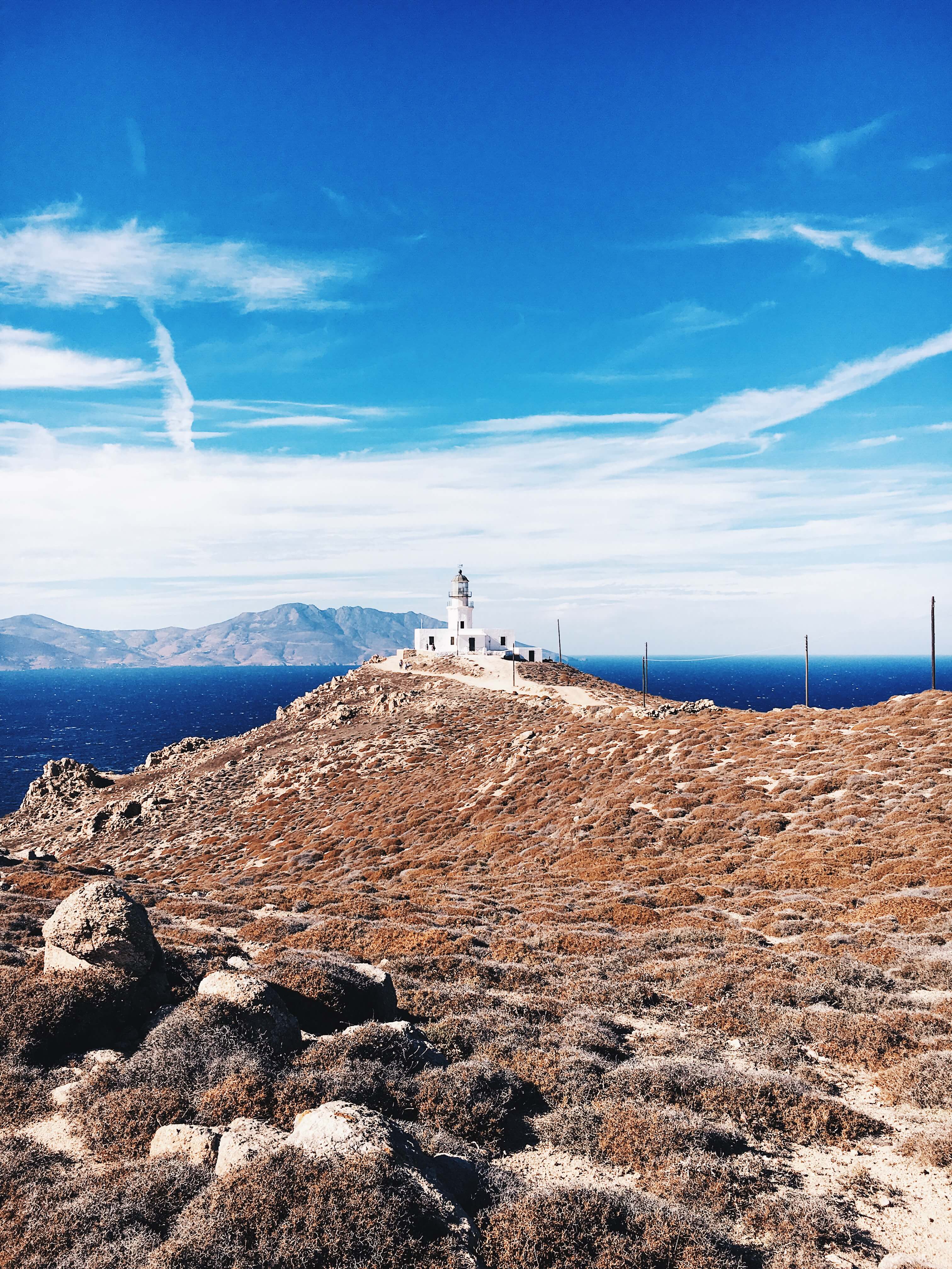 Armenistis Leuchtturm im Norden von Mykonos